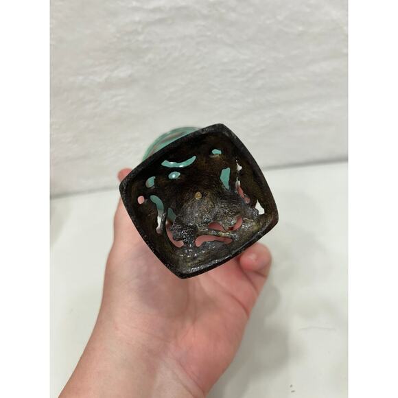 Vintage Enamel On Brass And Glass Insert Kiddish Cup Made in Israel - Picture 11 of 13